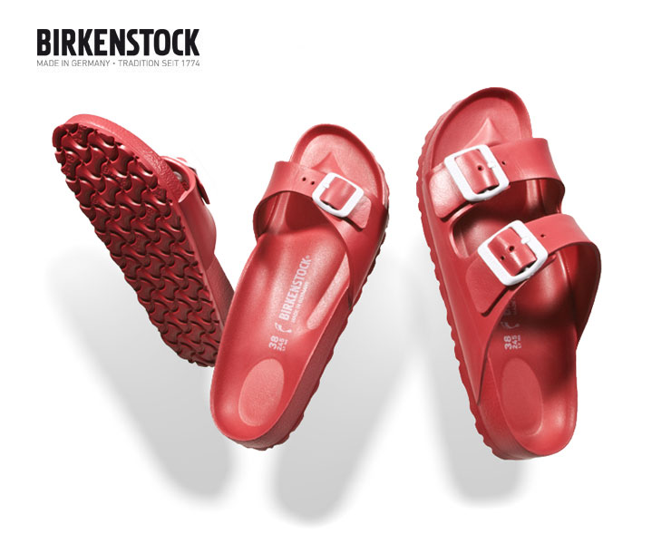 Verschiedene Modelle der EVA Sandalen von Birkenstock